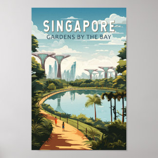 Singapore Gardens by the Bay Travel Art Vintage Poster