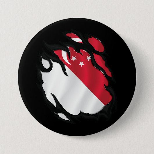 Singapore Geripte vlag Ronde Button 7,6 Cm (Voorkant)
