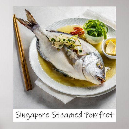 Singapore gestoomde Pomfret Archival Print (Voorkant)