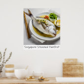 Singapore gestoomde Pomfret Archival Print (Keuken)