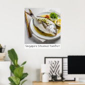 Singapore gestoomde Pomfret Archival Print (Thuiskantoor)