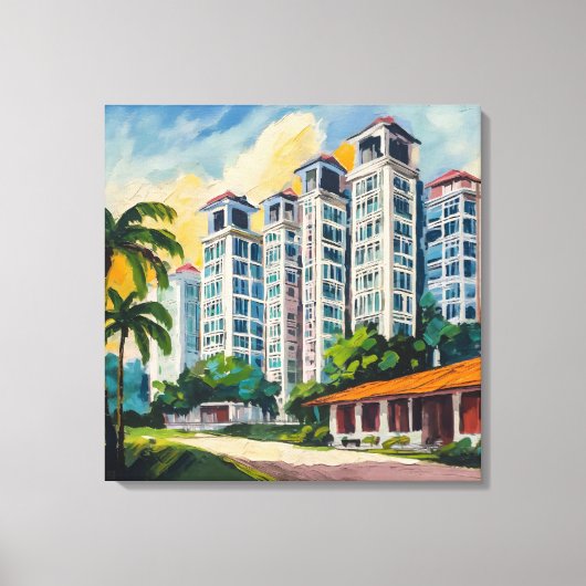 Singapore HDB Estate - Uitgerekte canvas Print (Voorkant)