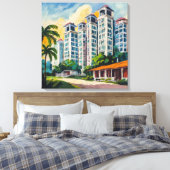 Singapore HDB Estate - Uitgerekte canvas Print (Insitu (Slaapkamer))