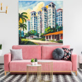 Singapore HDB Estate - Uitgerekte canvas Print (Insitu (Woonkamer))