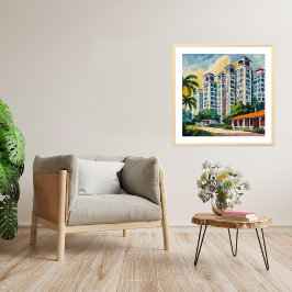 Singapore HDB Estate - Uitgerekte canvas Print