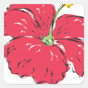 SINGAPORE HIBISCUS COLLECTIE VIERKANTE STICKER