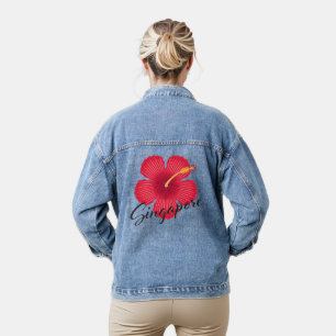 Singapore Hibiscus Denim Jacket