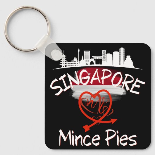 Singapore houdt van Mince Pies stadsgezicht Sleutelhanger (Voorkant)