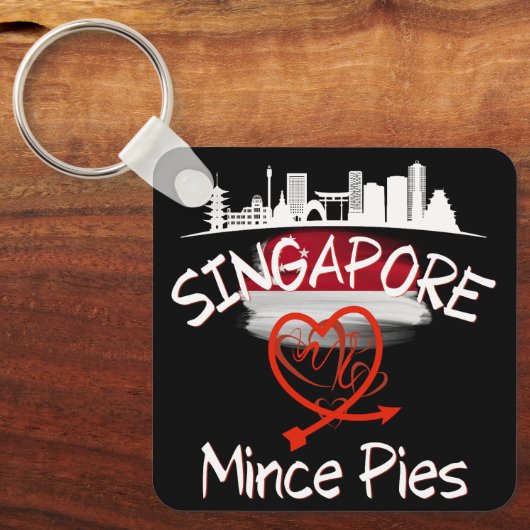 Singapore houdt van Mince Pies stadsgezicht Sleutelhanger (Voorkant)