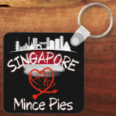 Singapore houdt van Mince Pies stadsgezicht Sleutelhanger (Achterkant)
