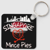 Singapore houdt van Mince Pies stadsgezicht Sleutelhanger (Achterkant)