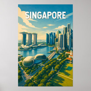 Singapore Illustratie Reis Kunst Vintage Poster