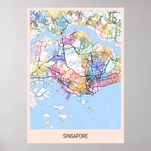 Singapore kaart poster (Voorkant)
