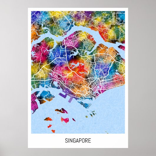 Singapore kaart poster (Voorkant)