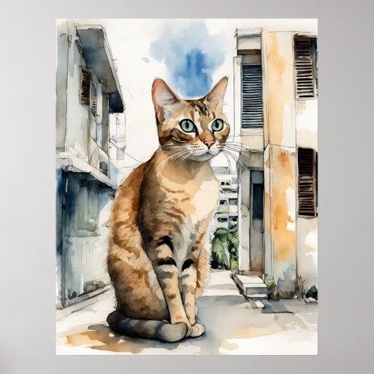 Singapore kat - kat kunst print (Voorkant)