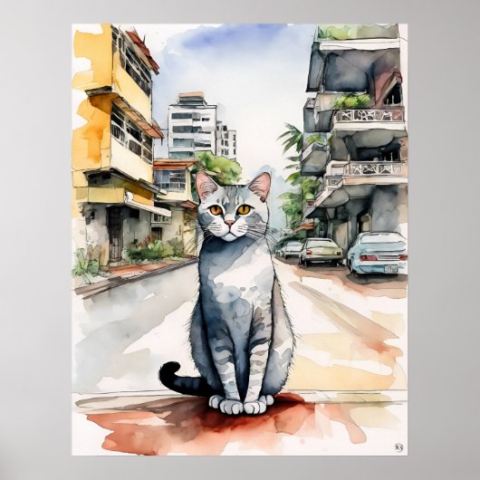 Singapore kat - kat kunst print (Voorkant)