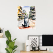 Singapore kat - kat kunst print (Thuiskantoor)