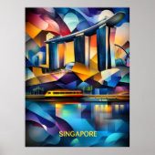 Singapore kubistische skyline - moderne geometrisc poster (Voorkant)