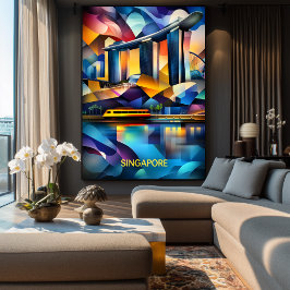 Singapore kubistische skyline - moderne geometrisc poster