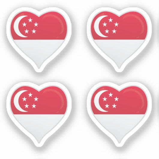 Singapore liefde vlag trots hart sticker (Voorkant)