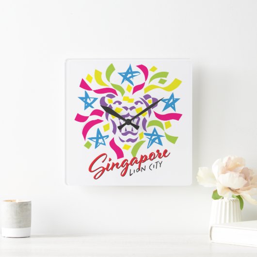 Singapore Lion City Celebration Clock Vierkante Klok (Huis)