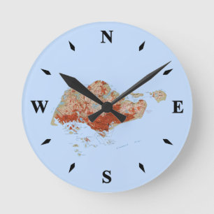 Singapore Map Clock Ronde Klok