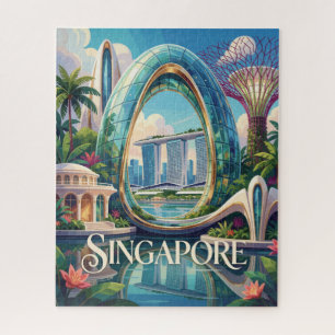 Singapore Marina Bay Futuristische Tropische Stad Legpuzzel