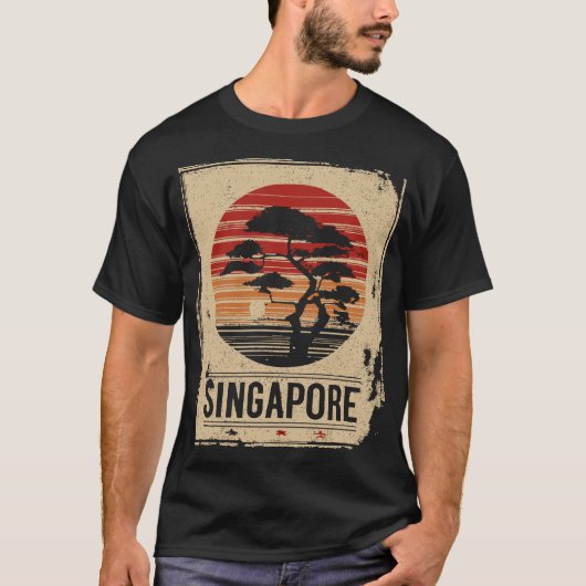 Singapore Marina Bay Japanse zonsondergang stadsge T-shirt (Voorkant)