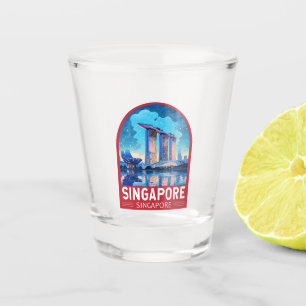 Singapore Marina Bay Nachtreizen Kunst Vintage Shot Glas