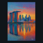 Singapore Marina Bay Sands Pointillism Skyline Poster<br><div class="desc">Colorful pointillist painting of Singapore featuring Marina Bay Sands and the modern skyline reflected across Marina Bay at sunset. Thousands of vibrant dots create a luminous neo-impressionist cityscape filled with glowing skyscrapers and shimmering water reflections.</div>