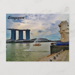 Singapore: Merlion and Marina Bay Sands Hotel Briefkaart