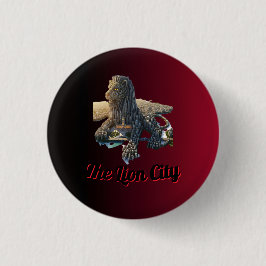 Singapore Merlion De Leeuwenstad Rode Accent Speld Ronde Button 3,2 Cm