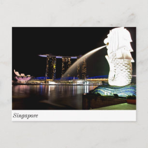 Singapore Merlion op Marina Bay Briefkaart