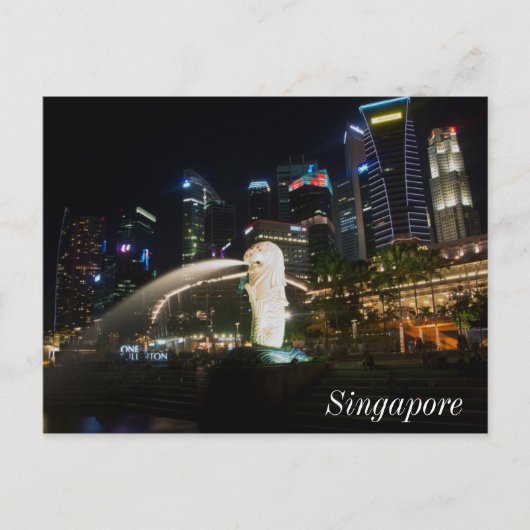 Singapore Merlion op Skyline Briefkaart (Voorkant)