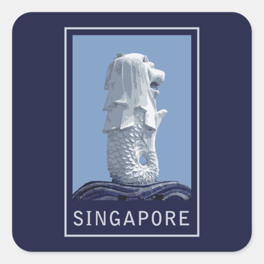 Singapore Merlion Vierkante Sticker (Voorkant)