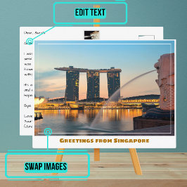 Singapore met City & Marina Bay Sands Modern Briefkaart