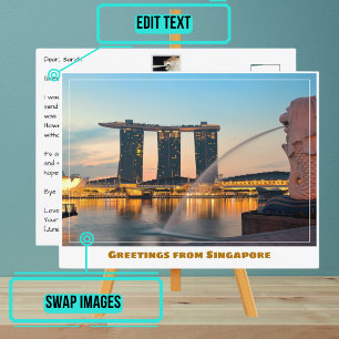 Singapore met City & Marina Bay Sands Modern Briefkaart