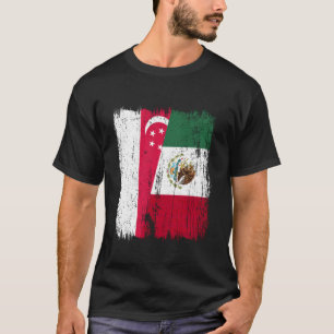 Singapore Mexico Halve Vlag Singaporees Mexicaanse T-shirt