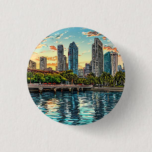 Singapore modern stadslandschap ronde button 3,2 cm