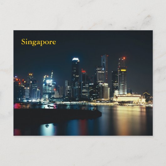 Singapore nachtverlichting briefkaart (Voorkant)