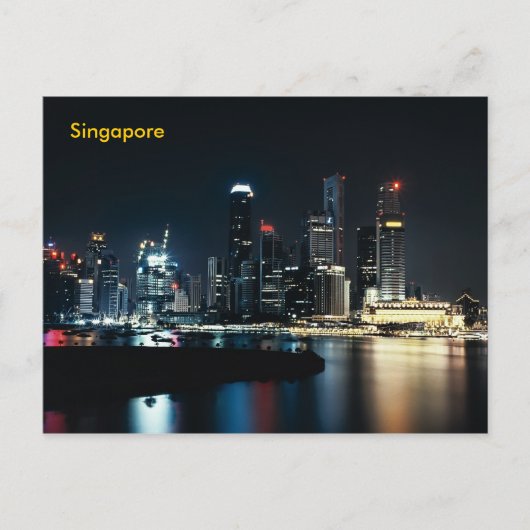 Singapore nachtverlichting briefkaart (Voorkant)