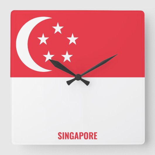 Singapore National Flag Patriotic Vierkante Klok (Voorkant)
