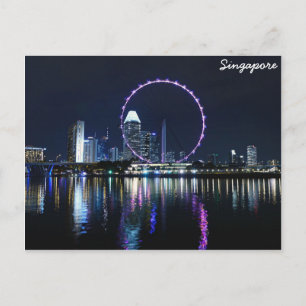 Singapore night skyline briefkaart