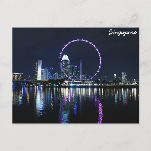 Singapore night skyline briefkaart (Voorkant)
