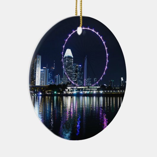 Singapore night skyline keramisch ornament (Rechts)