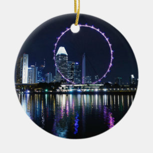 Singapore night skyline keramisch ornament