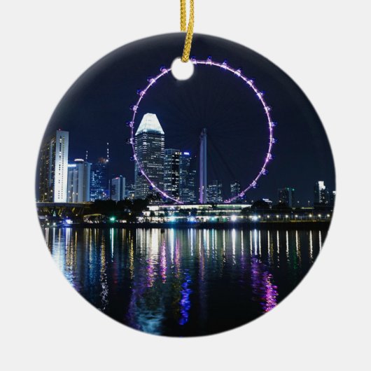 Singapore night skyline keramisch ornament (Voorkant)