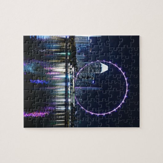 Singapore night skyline legpuzzel (Horizontaal)
