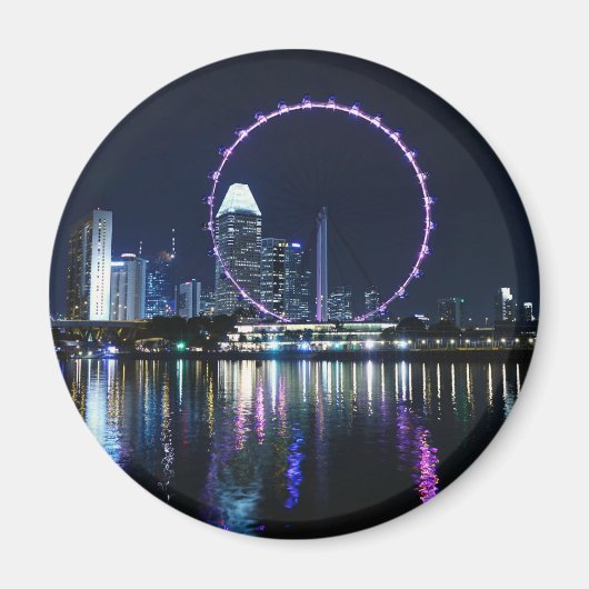 Singapore night skyline magneet (Voorkant)
