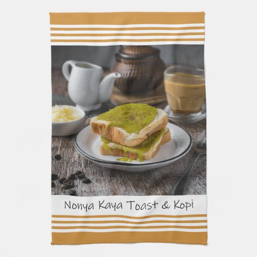 Singapore Nonya Kaya Toast & Kopi Keukenhanddoek (Verticaal)